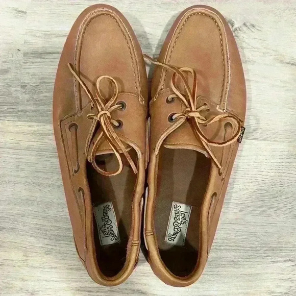 Vintage Levi’s Tan Leather Boat Shoes Slip On Brown Loafers NEW Levis Size 9 Vintage Levi main image 4